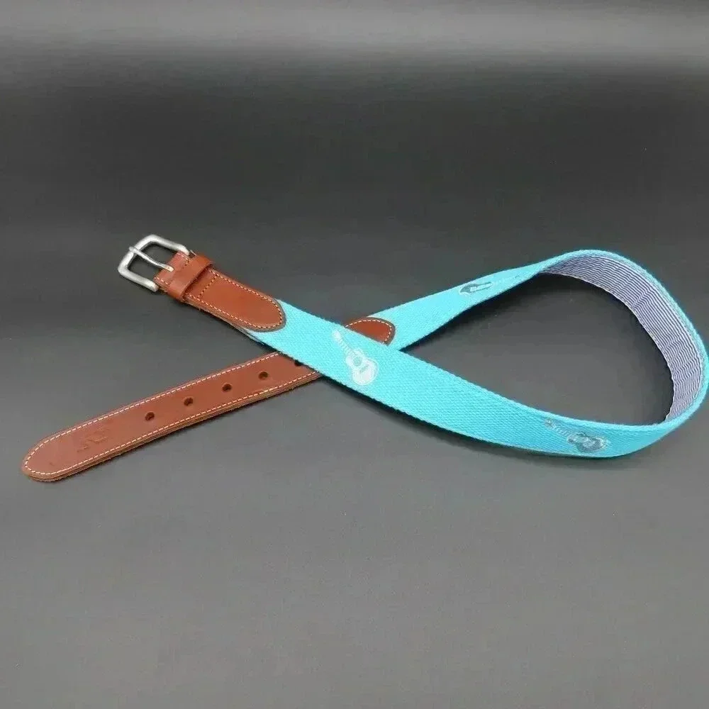 Vineyard Vines Men's Guitar Canvas Leather Belt Size 32